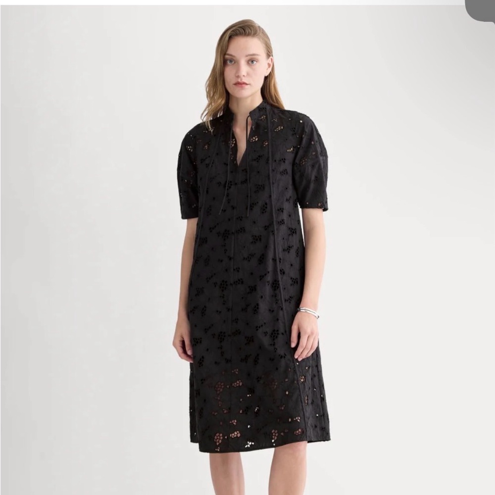 Everlane Eyelet Midi Dress in Black size large, like new